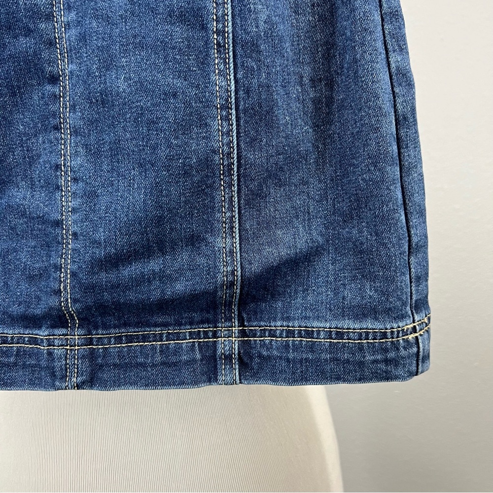 PacSun Belted Denim Mini Skirt Womens 00 Blue Y2K Micro Stretch - Picture 5 of 9